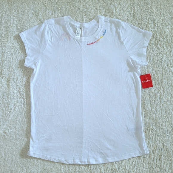 SPANX Tops - Spanx🩱 "somewhere over the rainbow"🌈 Embroidered Slub Tee👕 - NWT